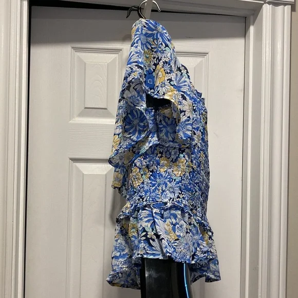 NWOT - ASTR THE LABEL January Floral-Print Flutter Sleeve Crop Top - Sz L - Picture 13 of 16